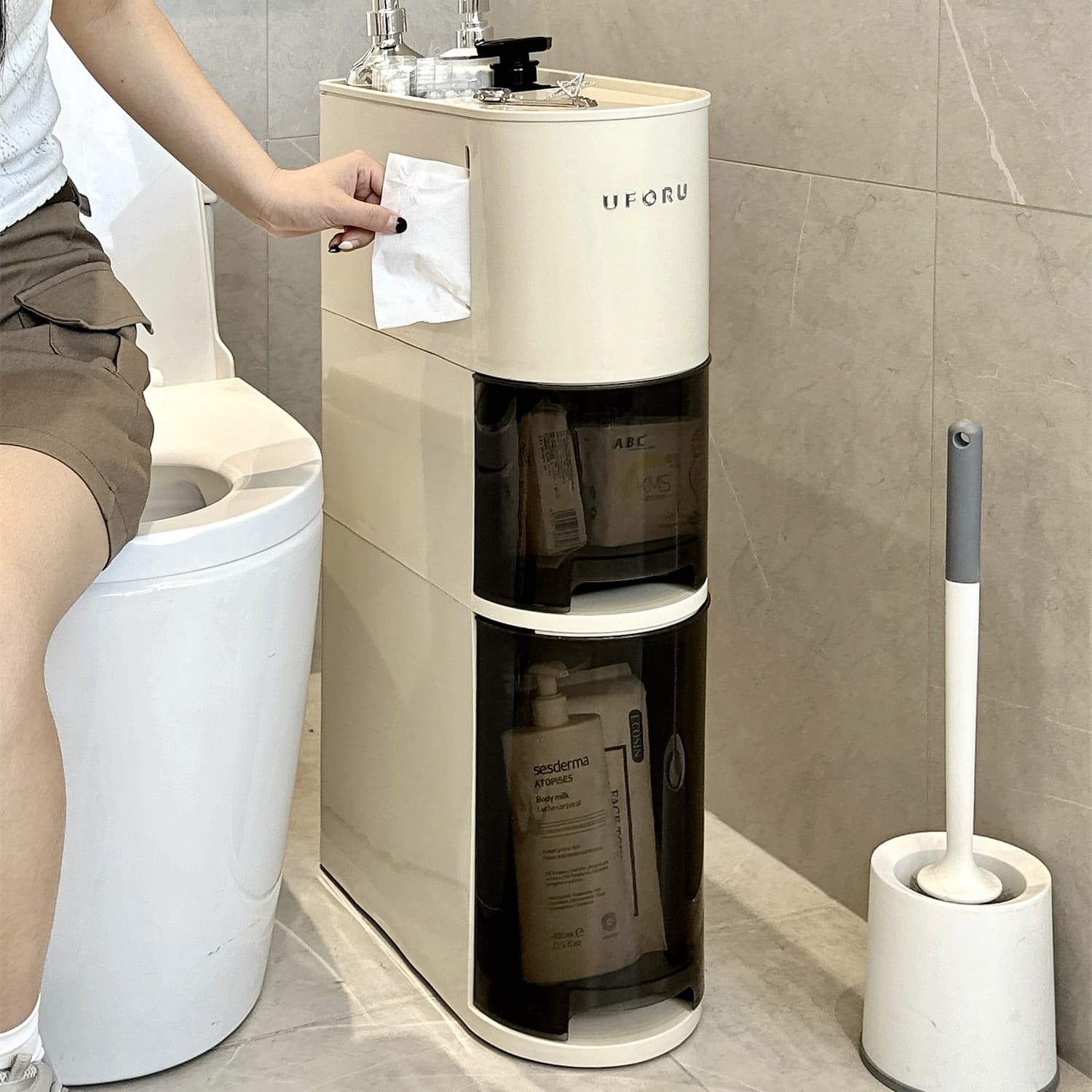 スリム多段式トイレ収納ラック