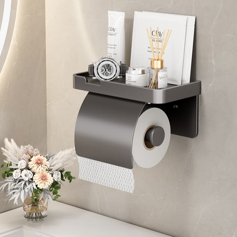 トイレ収納 トイレットペーパーホルダー付き小物置き