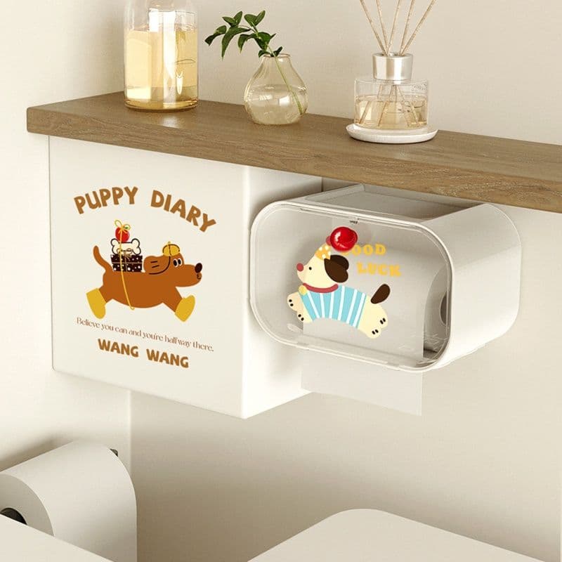 トイレ収納 かわいい動物柄トイレットペーパー収納棚