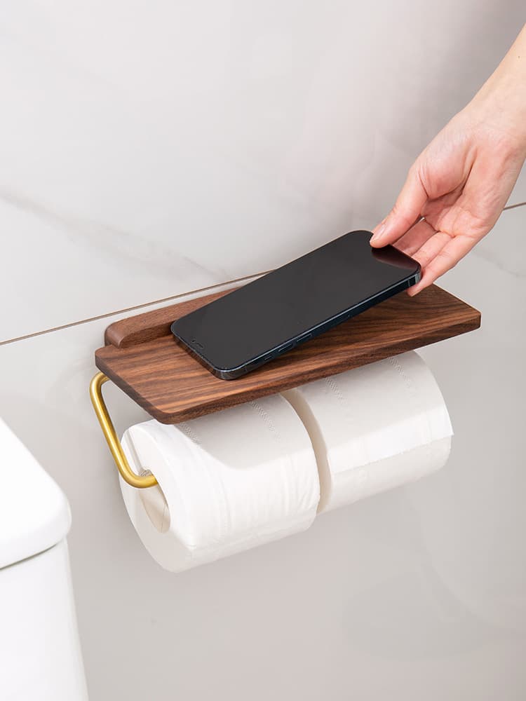 トイレ収納 ウッドシェルフ トイレットペーパーホルダー