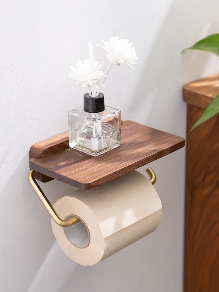 トイレ収納 ウッドシェルフ トイレットペーパーホルダー