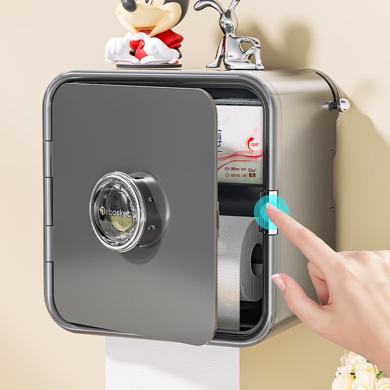 開閉楽々ミッキー付き防水トイレ収納