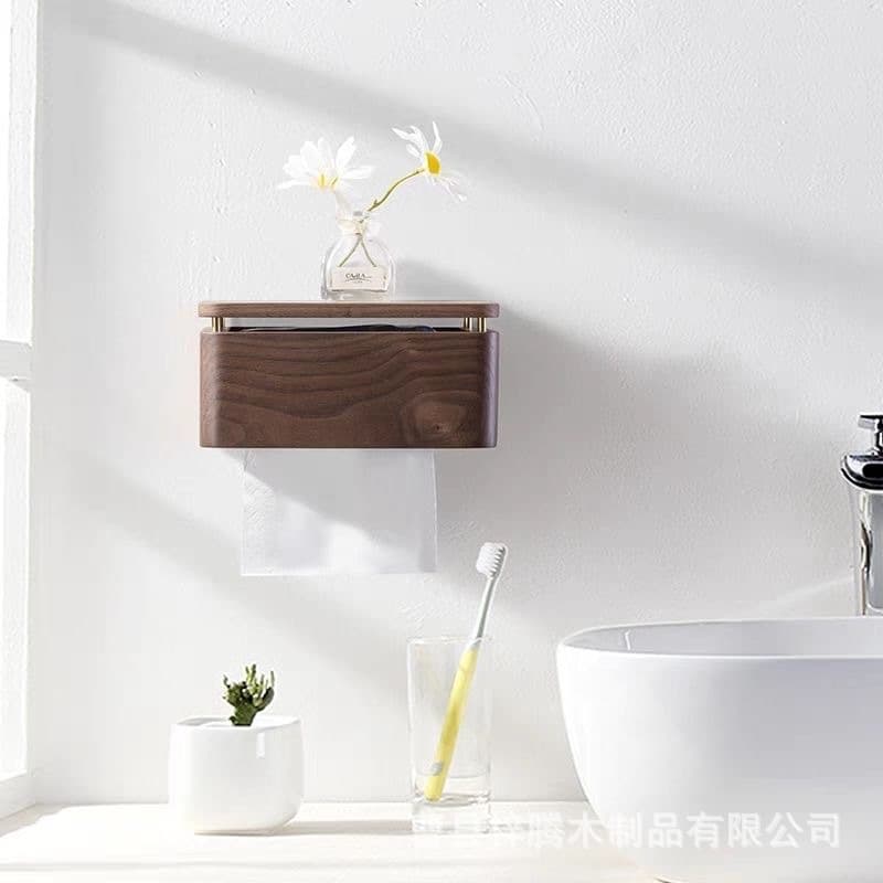 トイレ収納 天然木シンプルトイレットペーパーホルダー