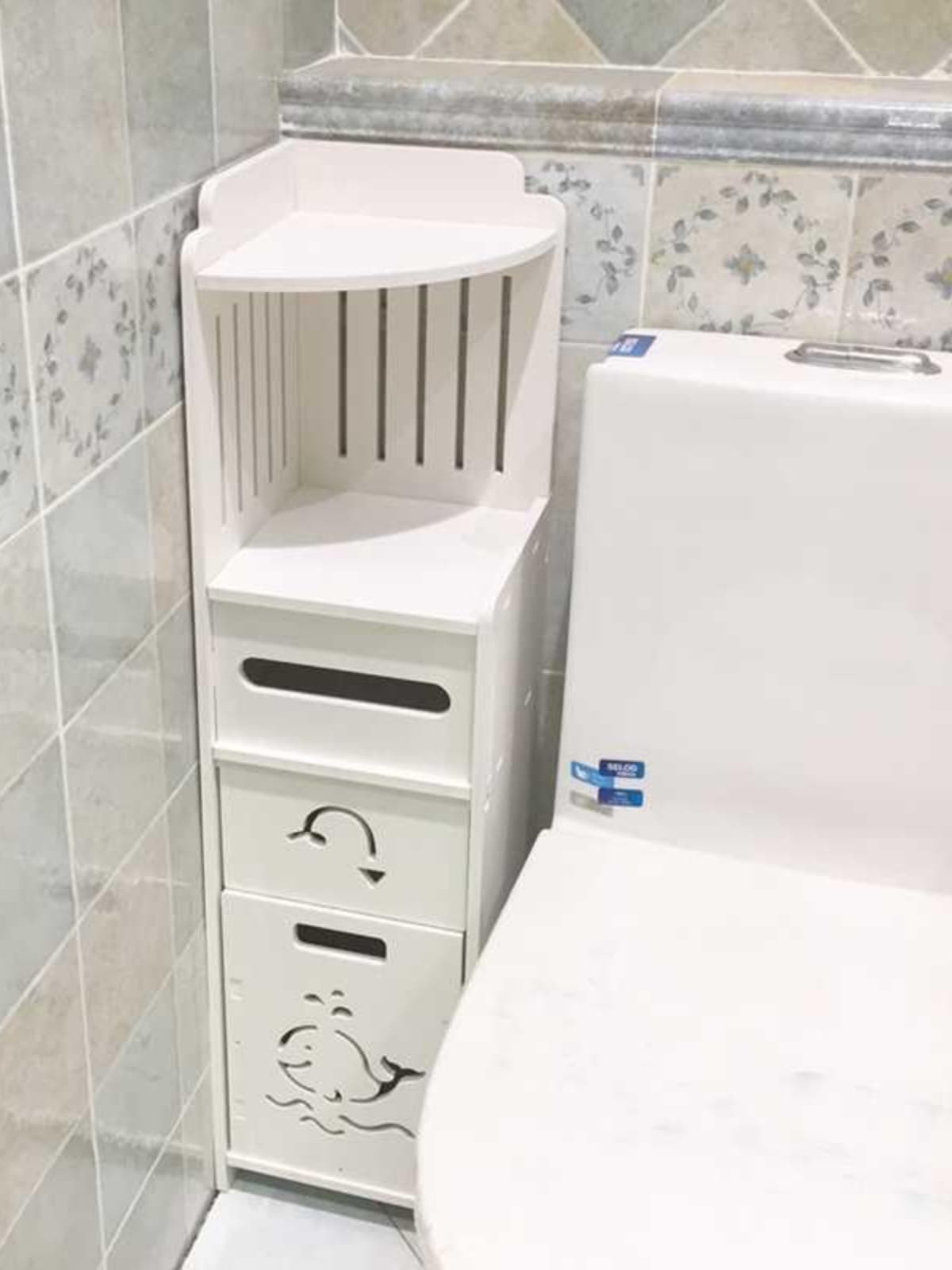トイレ収納 トイレコーナー収納スリムキャビネット