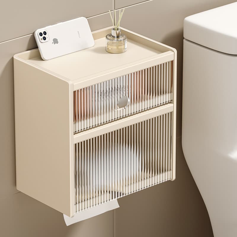 北欧風トイレ収納リブガラス扉付きラック