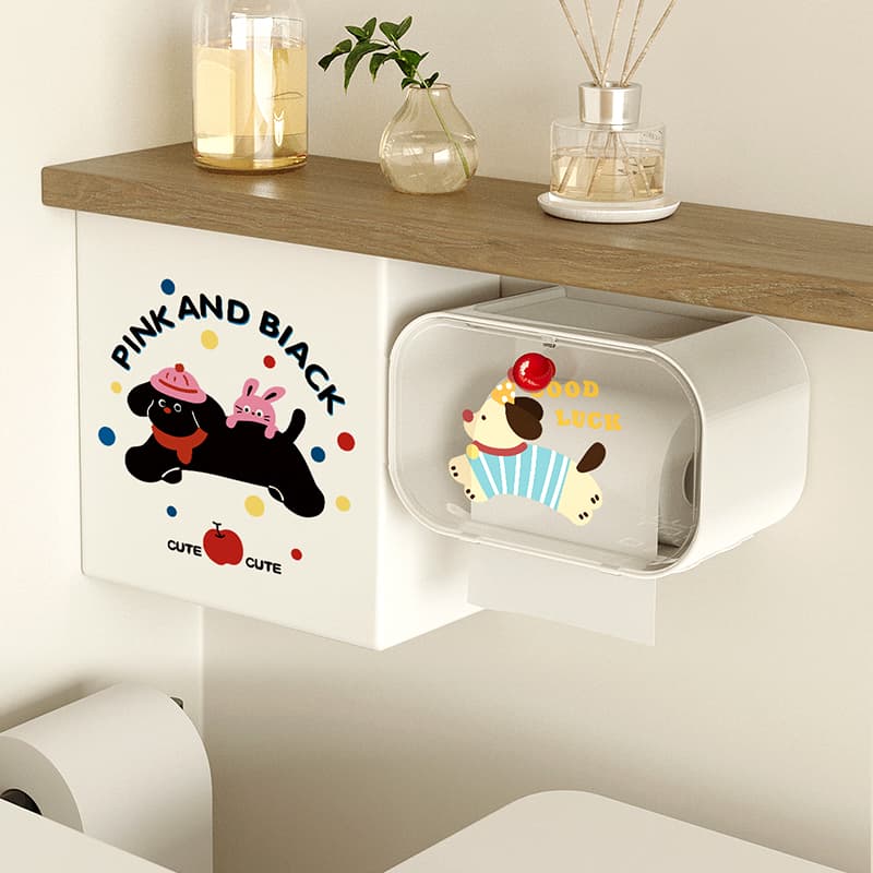 トイレ収納 かわいい動物柄トイレットペーパー収納棚