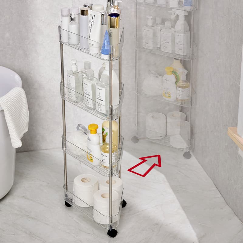 トイレ収納 スリムキャスター付きマルチシェルフ
