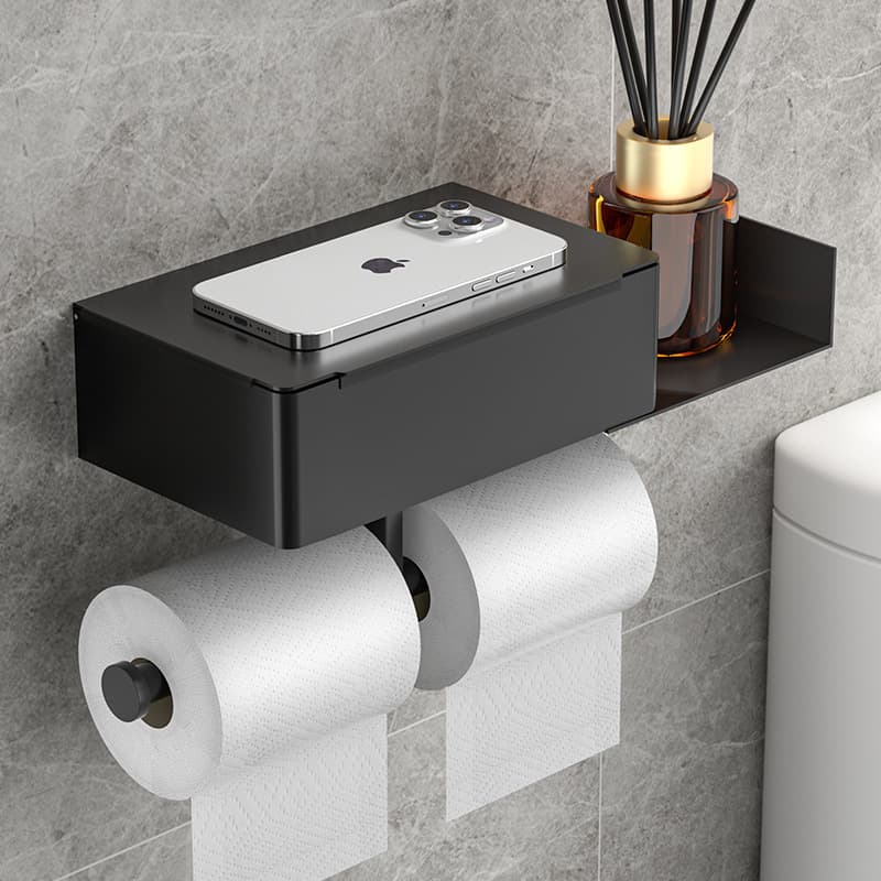 トイレ収納 シンプル棚付きトイレットペーパーホルダー