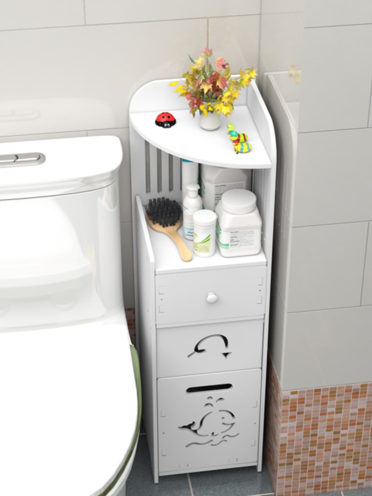 トイレ収納 トイレコーナー収納スリムキャビネット
