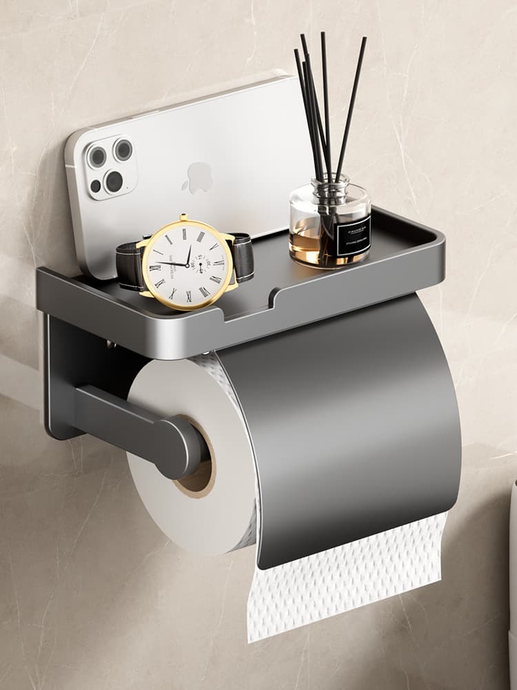 トイレ収納 トイレットペーパーホルダー付き小物置き