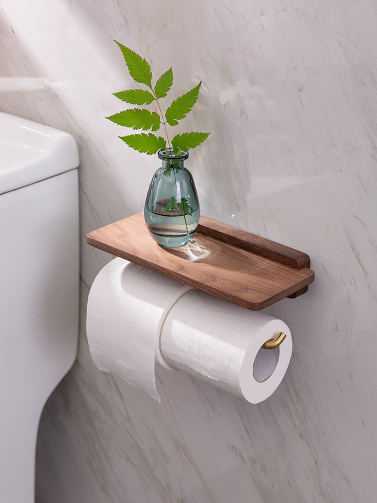 トイレ収納 ウッドシェルフ トイレットペーパーホルダー