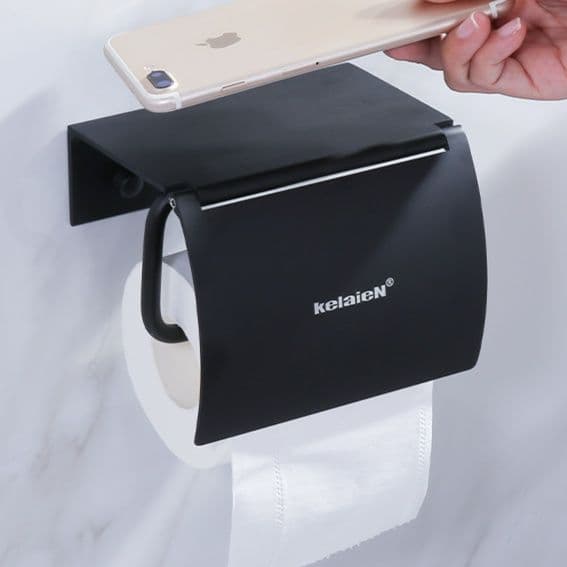 トイレ収納 軽量棚付きアルミ製トイレットペーパーホルダー