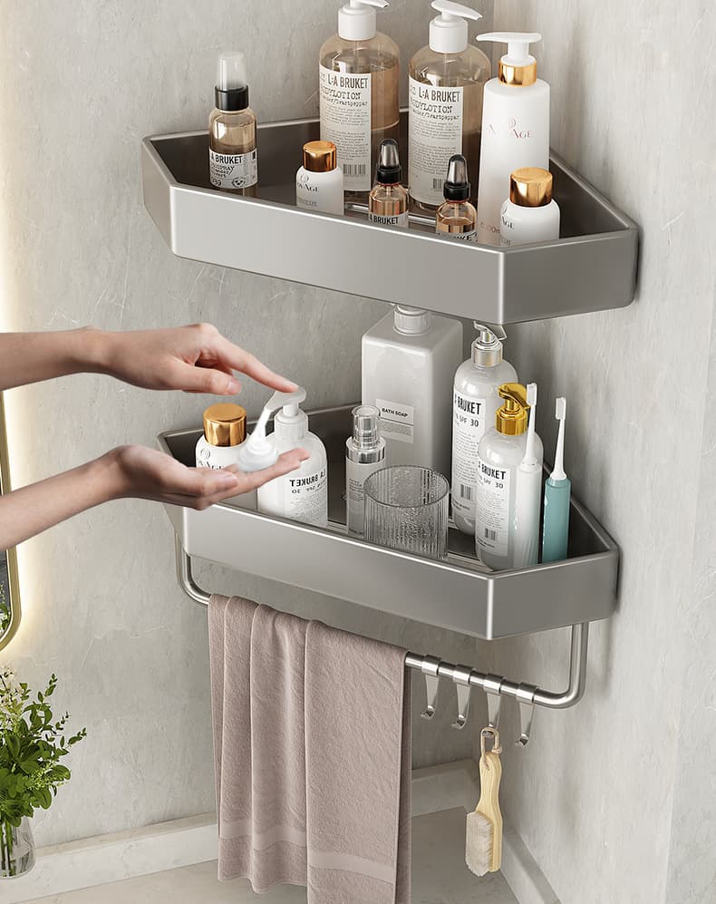 トイレ収納 コーナー収納付き多機能バスラック